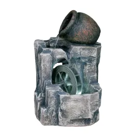 12" Gray Polyresin Farmhouse Design Tabletop Fountain with Light By Homeroots