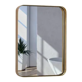 16x24 Inch Metal Gold Frame Mirror For Bathroom  Brushed Rectangular