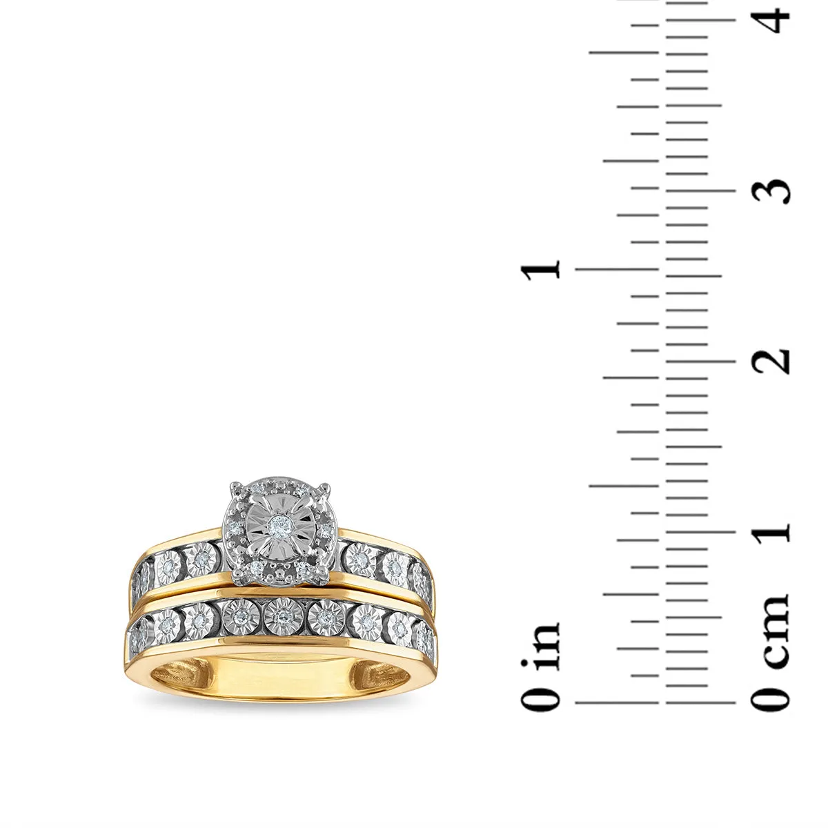 1/7 CTW Diamond Illusion Set Classic Bridal Set Ring in 10KT White and Yellow Gold