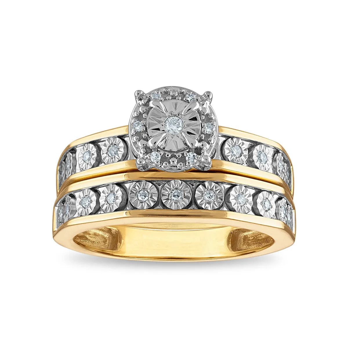 1/7 CTW Diamond Illusion Set Classic Bridal Set Ring in 10KT White and Yellow Gold