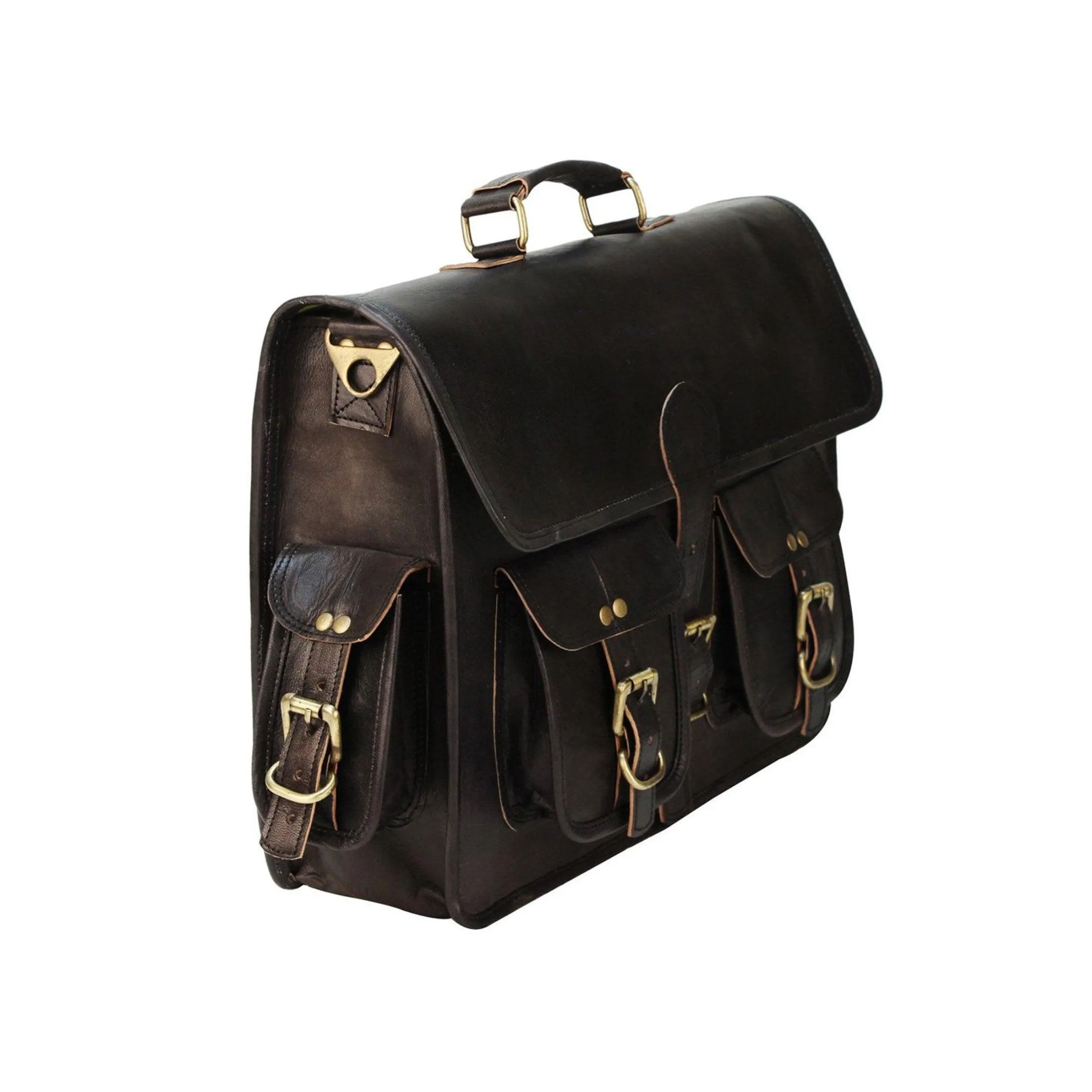 18 INCH Leather Briefcase Laptop Messenger bag best computer satchel Handmade Bags for men and women