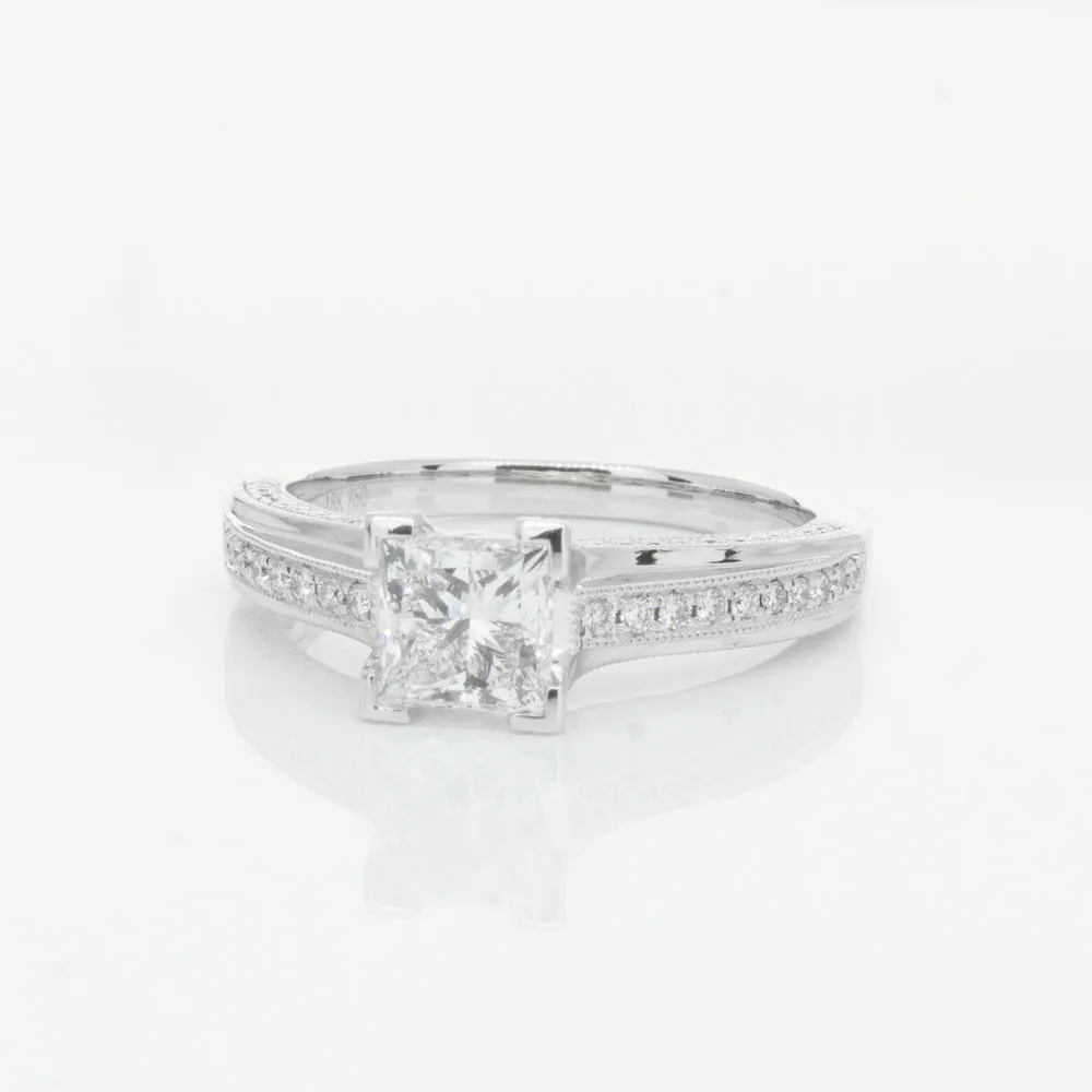 18ct White Gold 1.00ct Princess Cut Diamond Ring