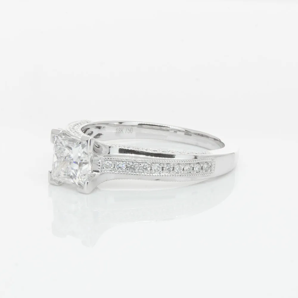 18ct White Gold 1.00ct Princess Cut Diamond Ring