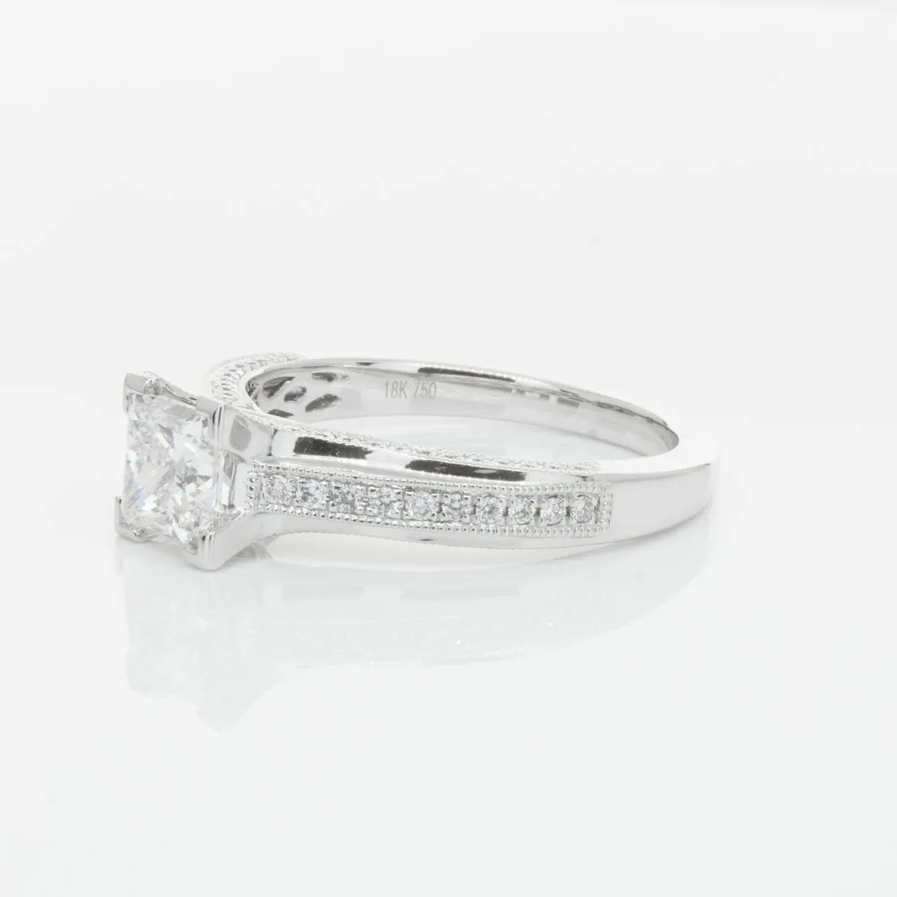 18ct White Gold 1.00ct Princess Cut Diamond Ring