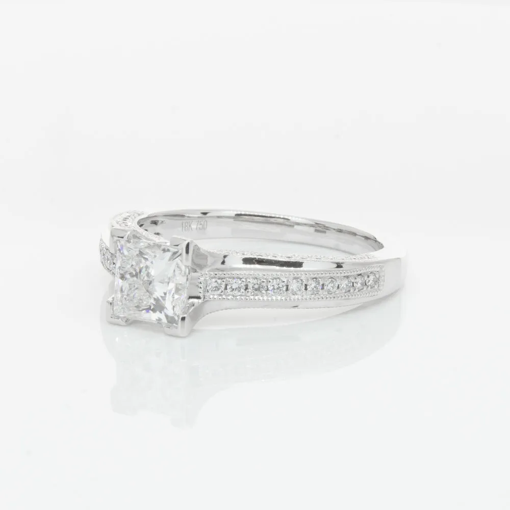 18ct White Gold 1.00ct Princess Cut Diamond Ring