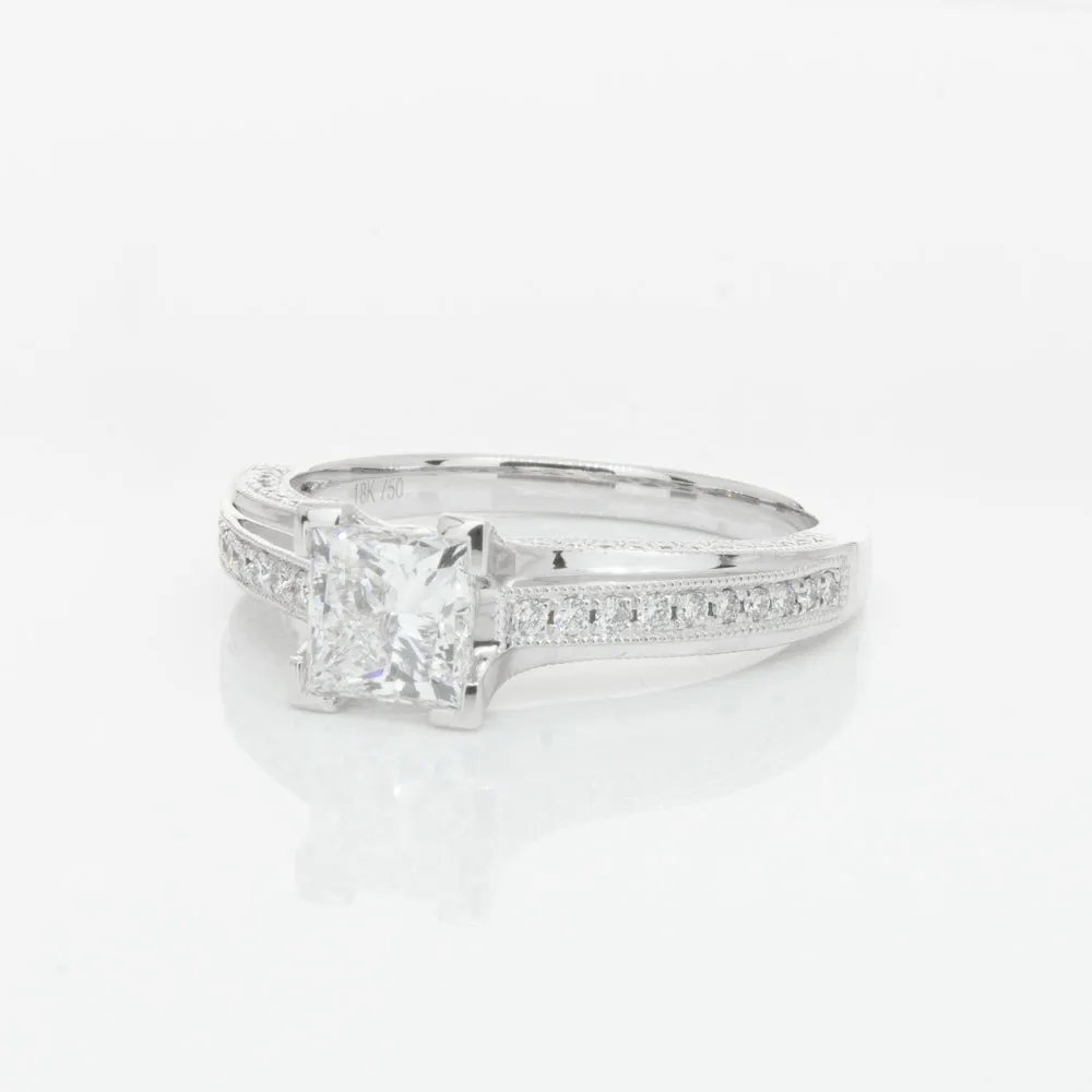 18ct White Gold 1.00ct Princess Cut Diamond Ring