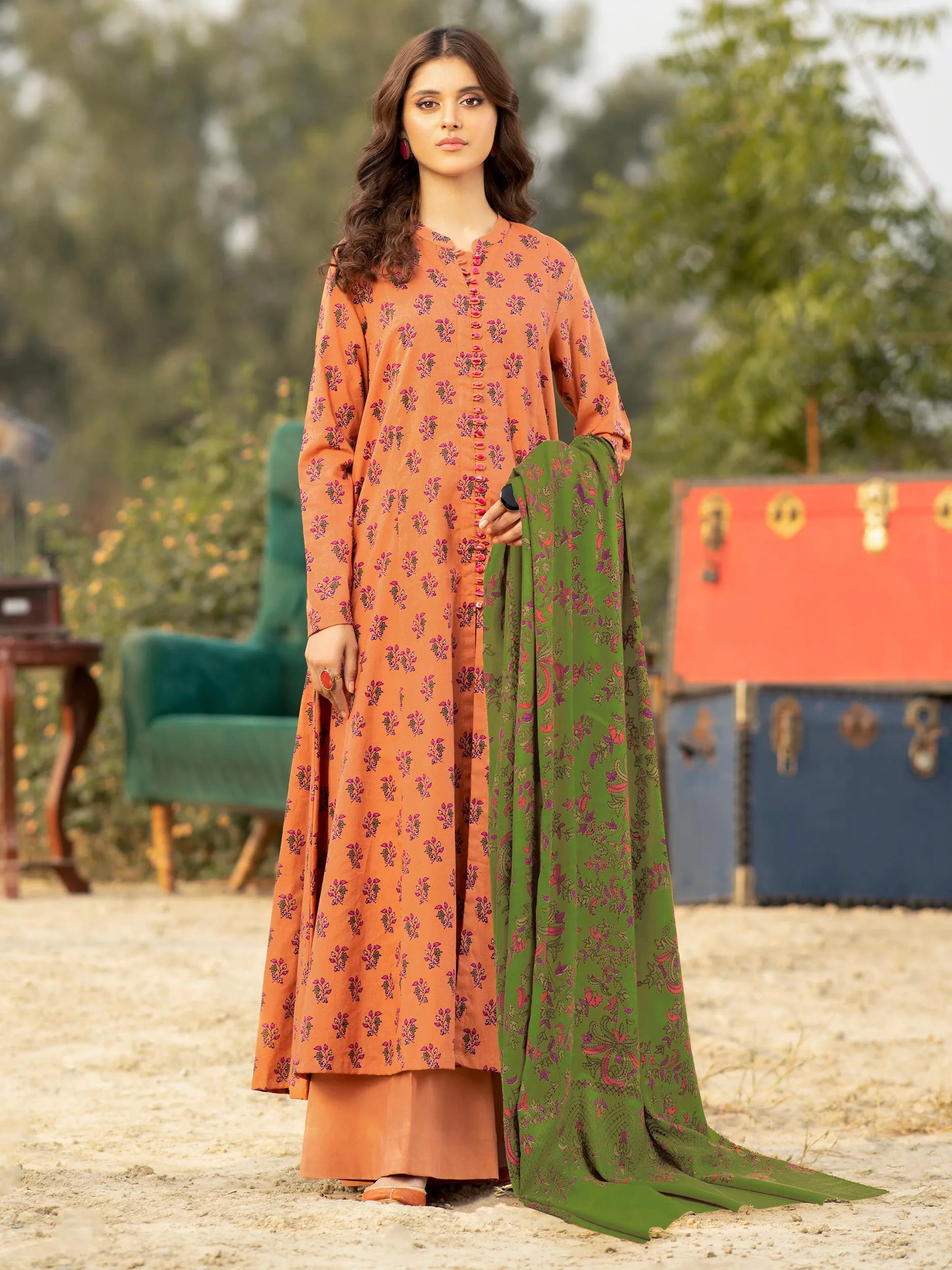 2 Piece Khaddar Suit-Printed (Unstitched)