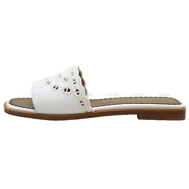 2023 S/S NEW HERMES sandals GAELLE Chaine D'ancre Embroidery Blanc (White) Calf #36[EXCELLENT][Authentic]