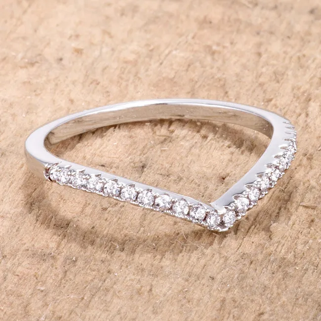 .22Ct Rhodium Chevron Ring with CZ