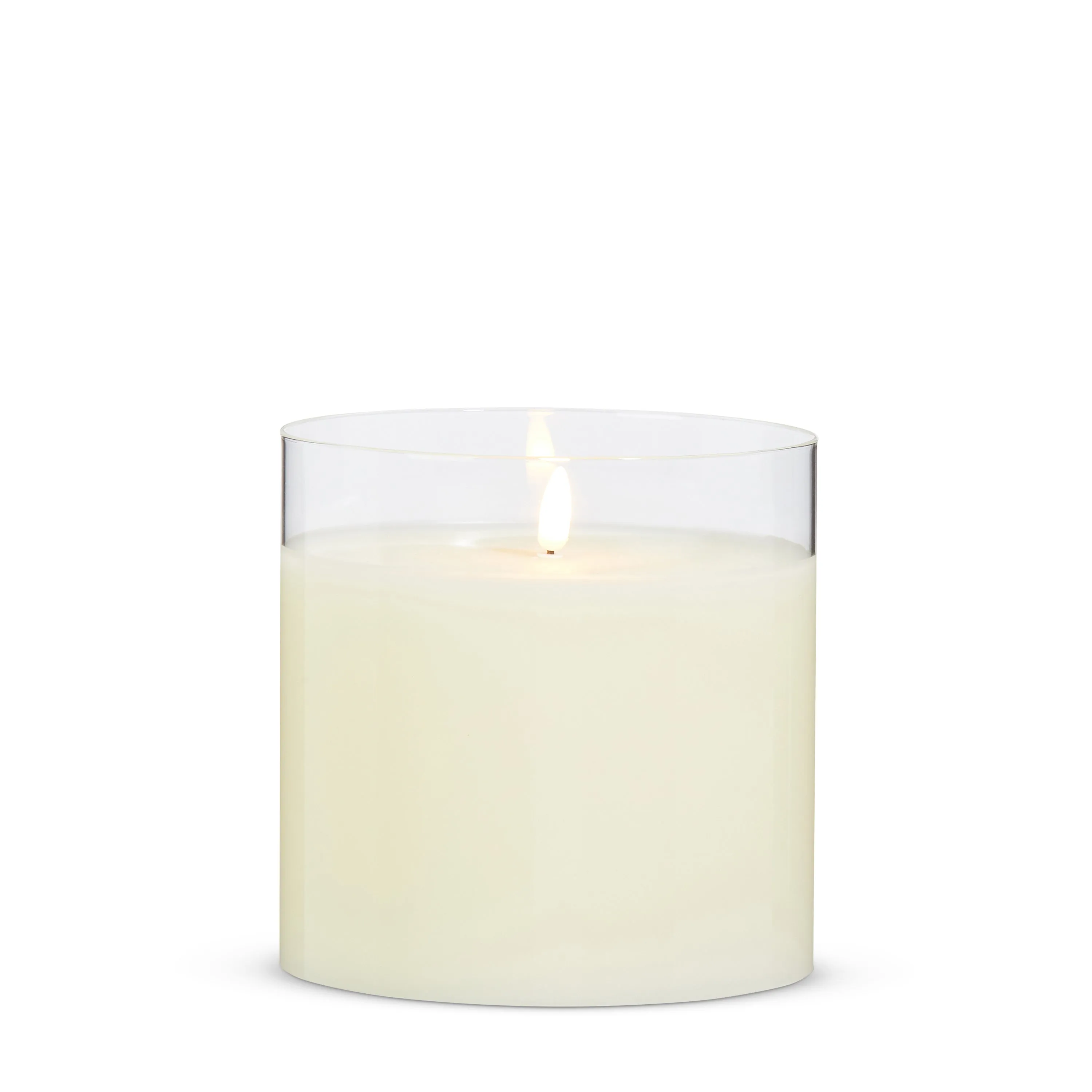 6" Clear Glass Ivory Pillar Flameless Candle for Just Jill