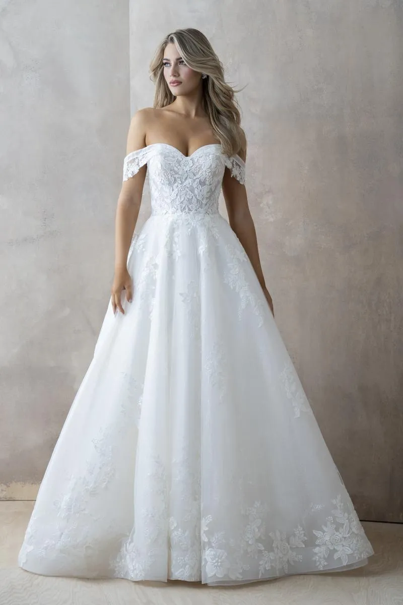 Abella by Allure "Lorena" Off Shoulder Lace Bridal Gown E463