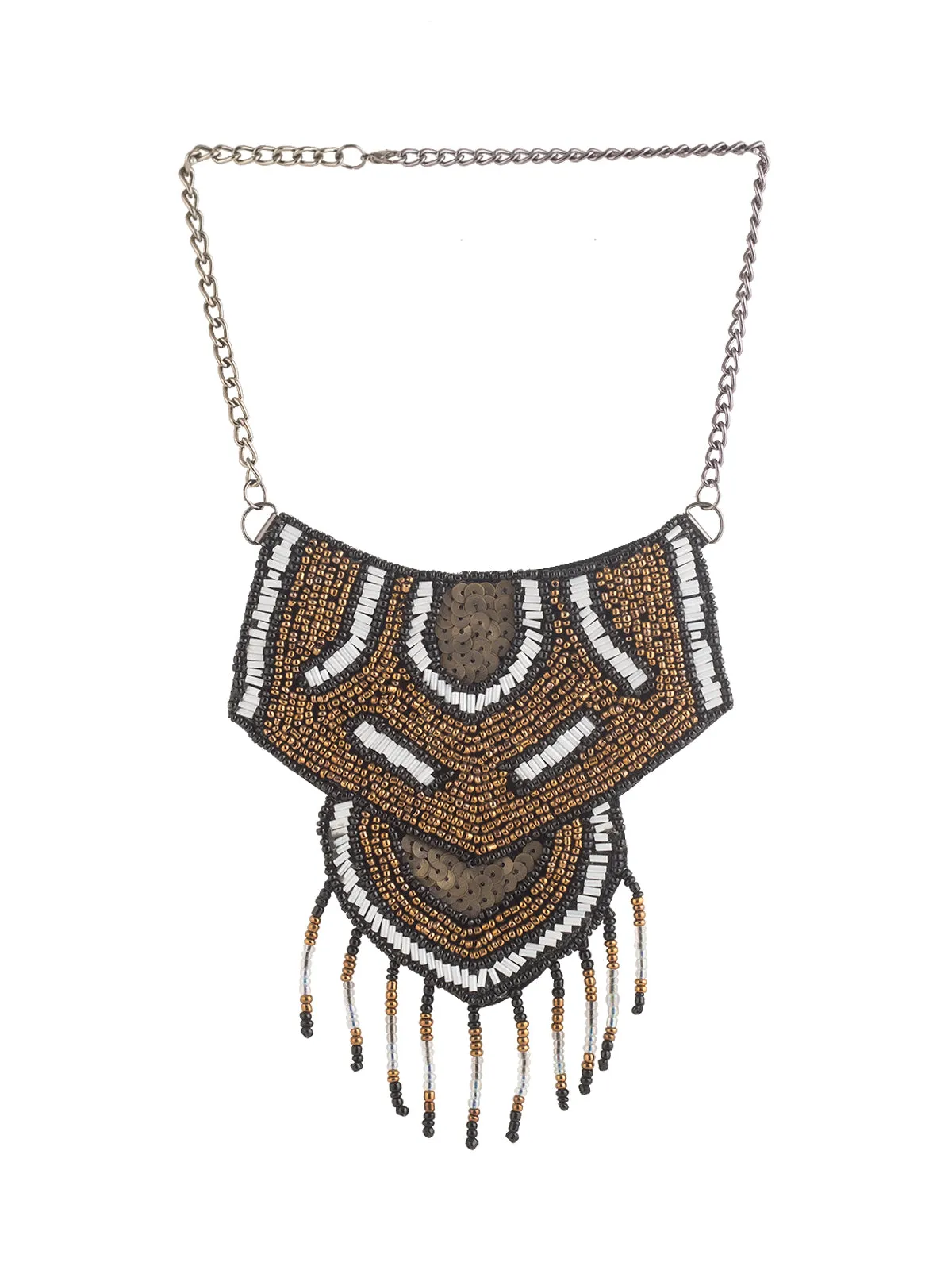 African Design Multicolour Beaded Tassel Neck with Chain