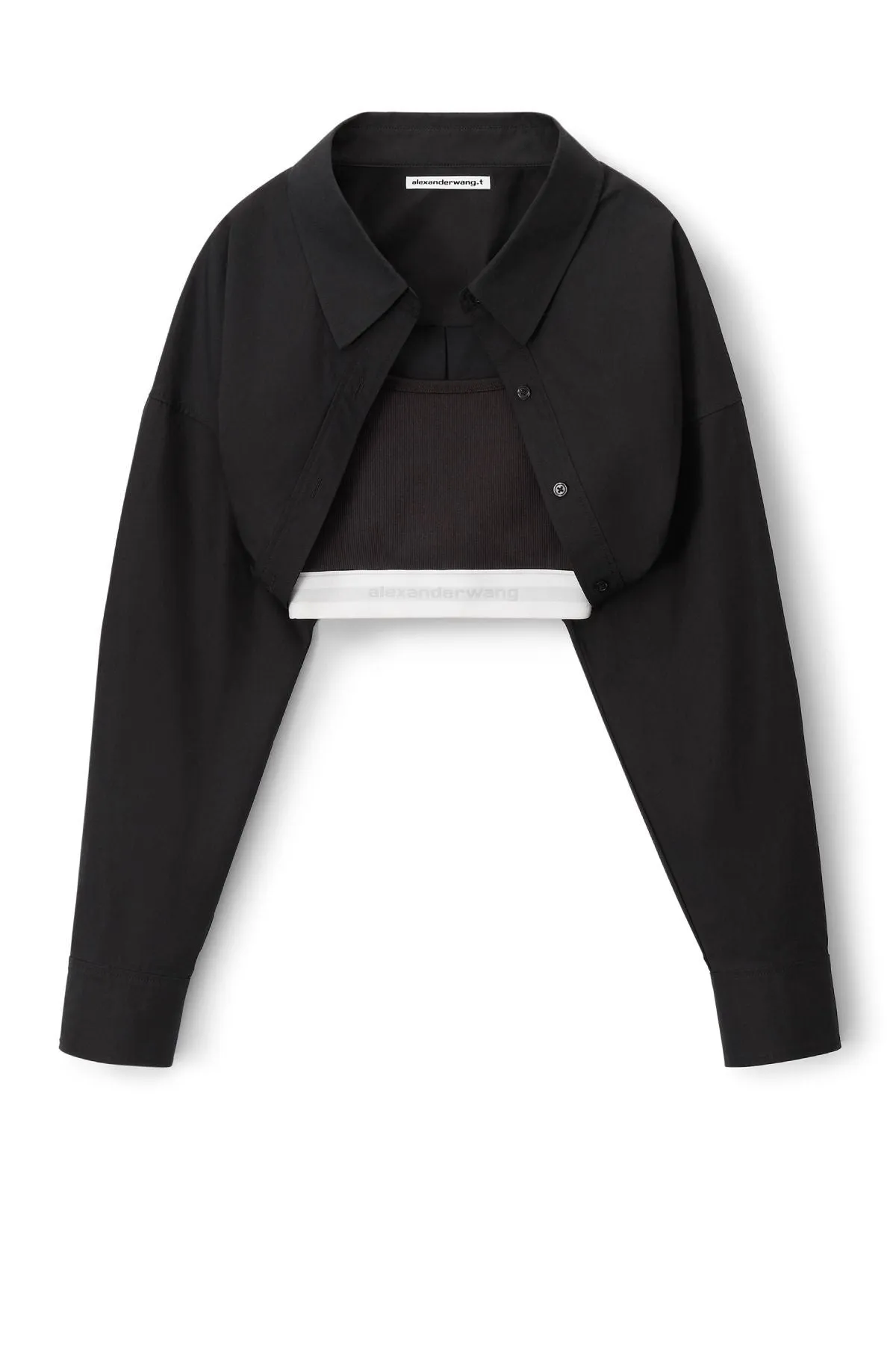 alexanderwang.t Layered Crop Bolero Shirt - Black