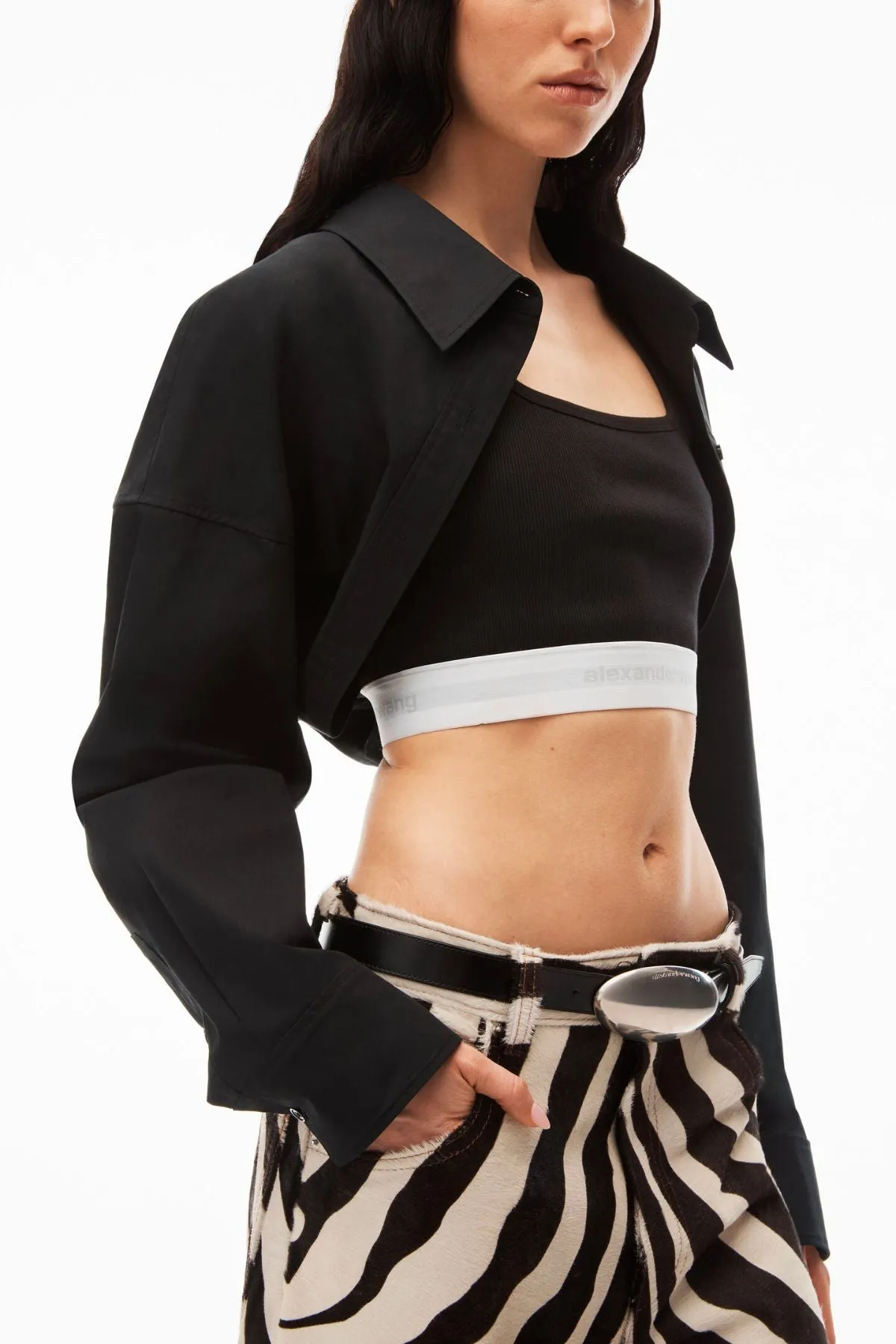 alexanderwang.t Layered Crop Bolero Shirt - Black