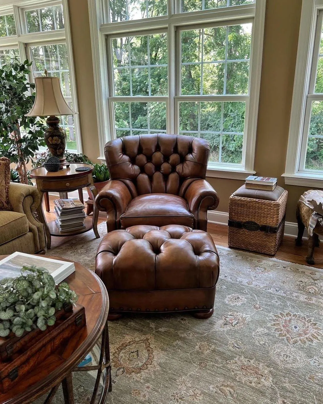 Artisan Leather Tufted Chair / Ottoman