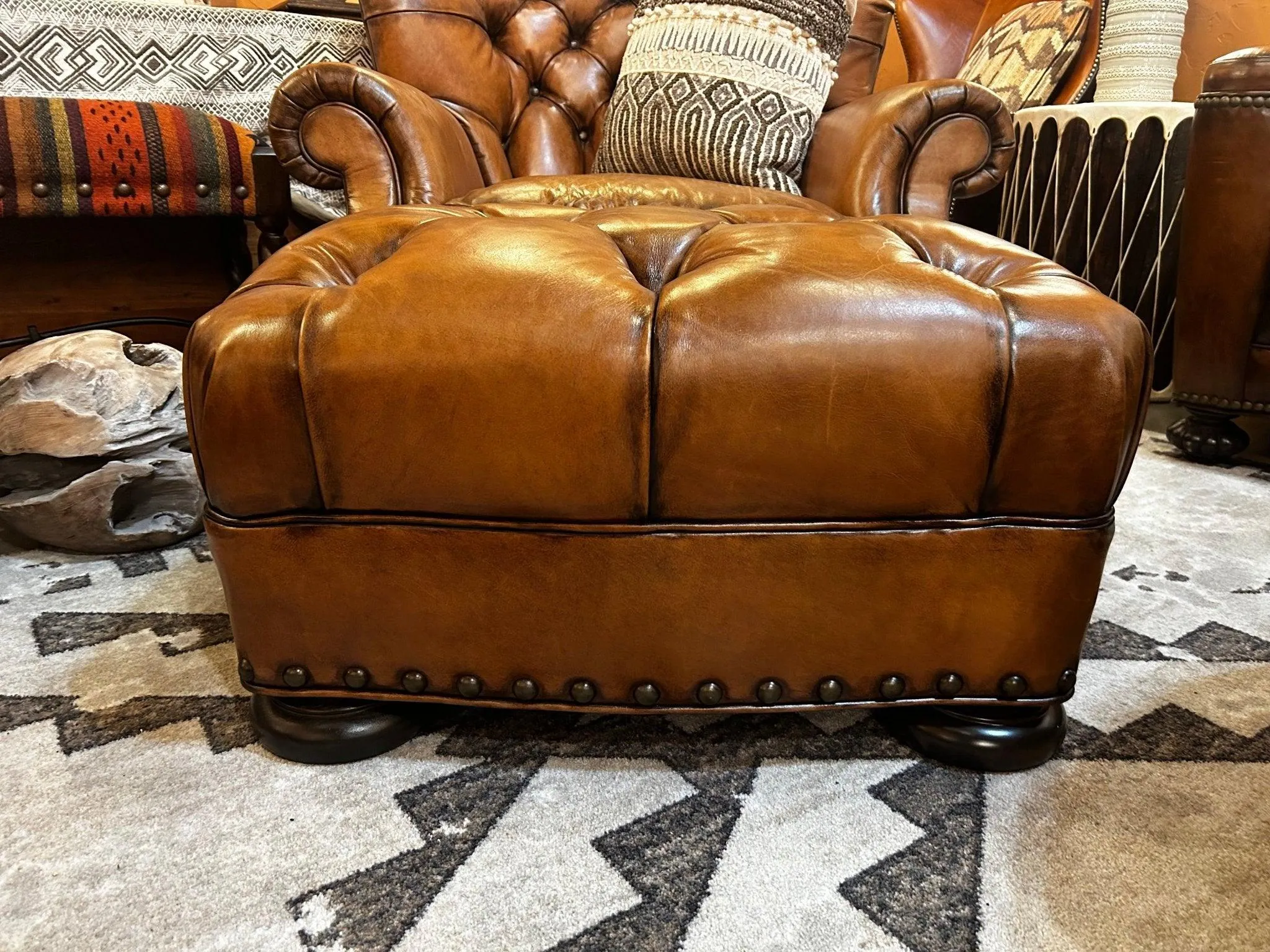 Artisan Leather Tufted Chair / Ottoman