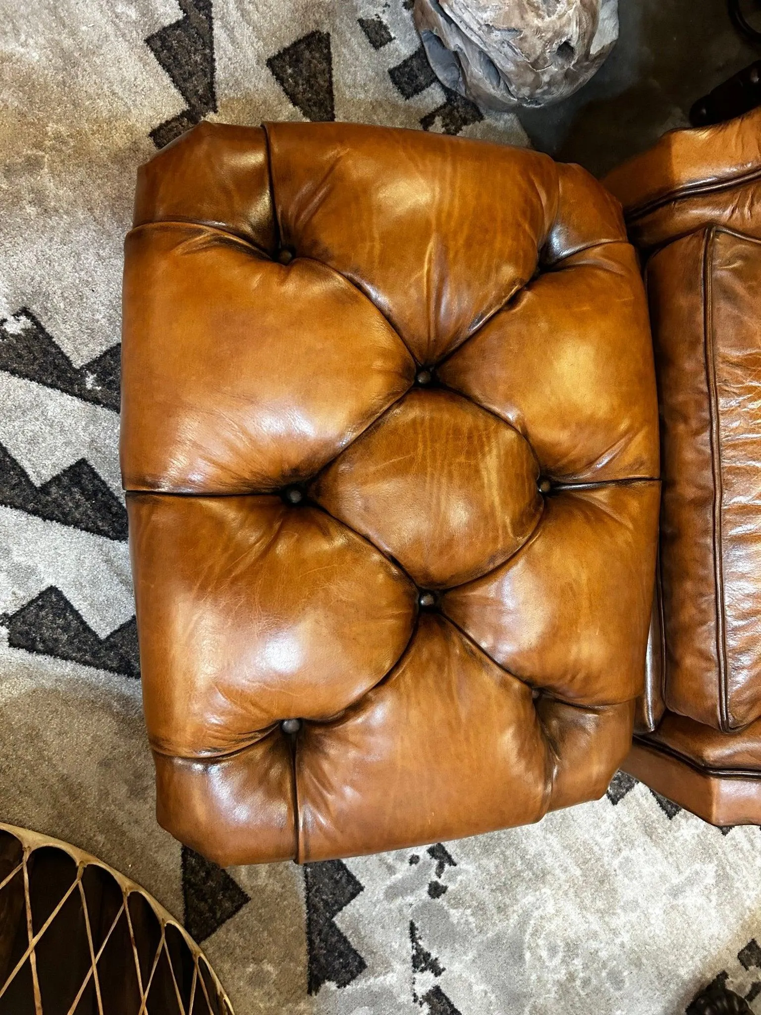 Artisan Leather Tufted Chair / Ottoman