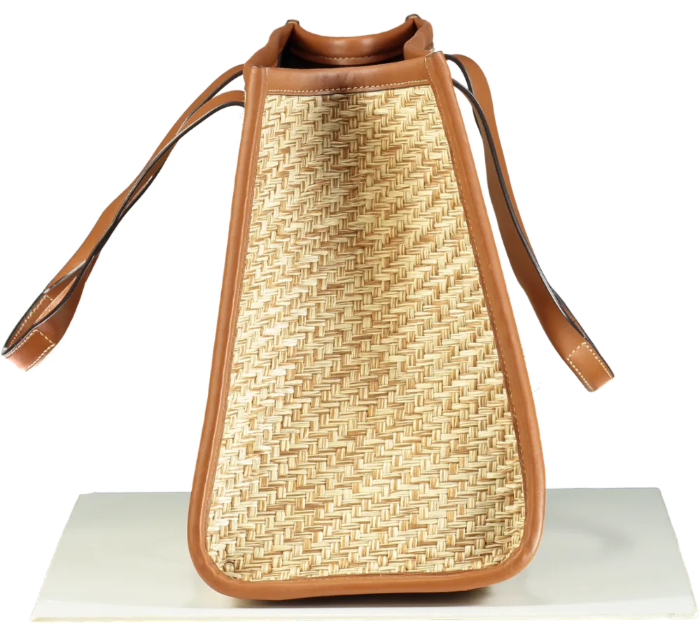 Aspinal Of London Henley Raffia Tote Bag Natural Raffia & Smooth Tan