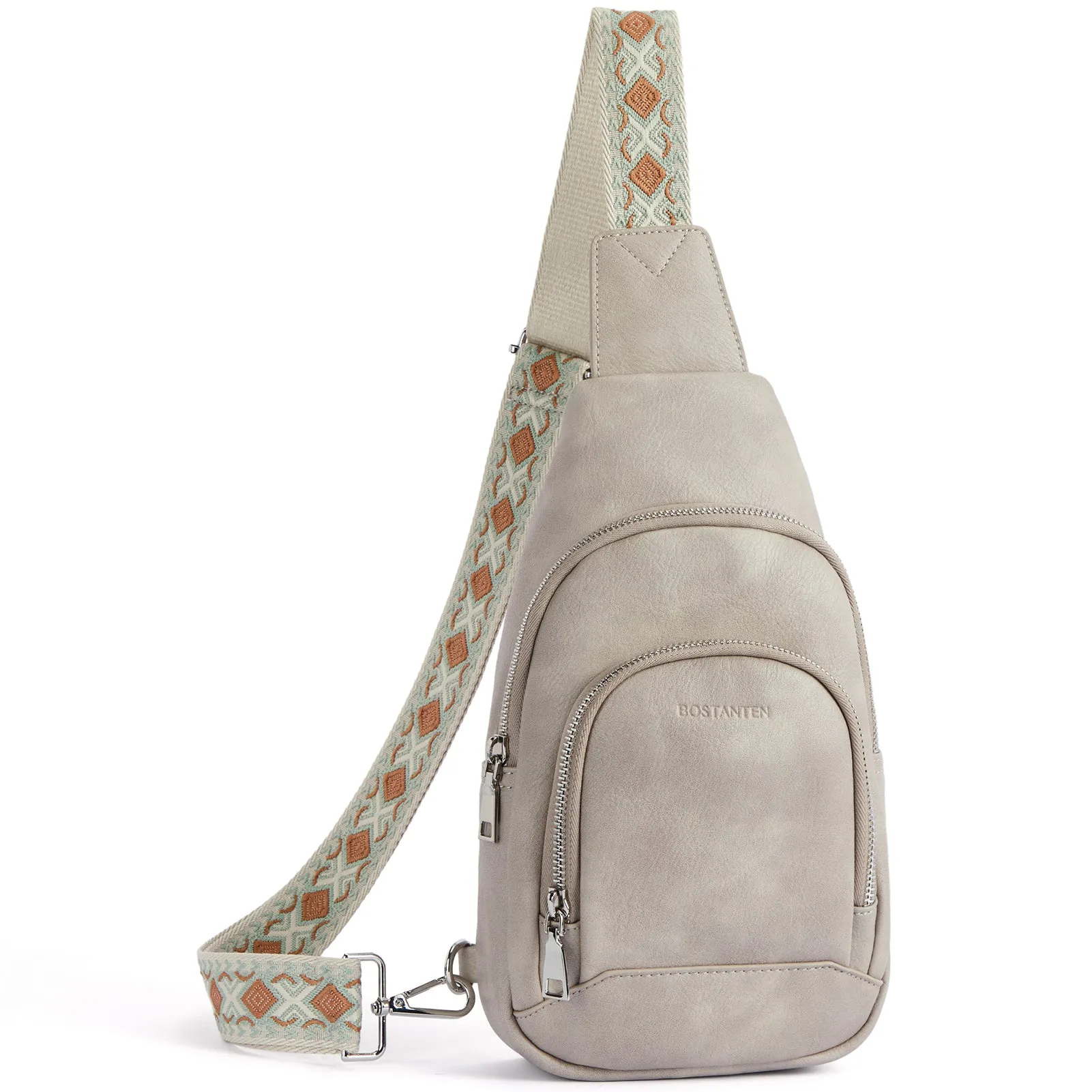 Aurora Embroidered Diamond Print Shoulder Strap Crossbody Bag