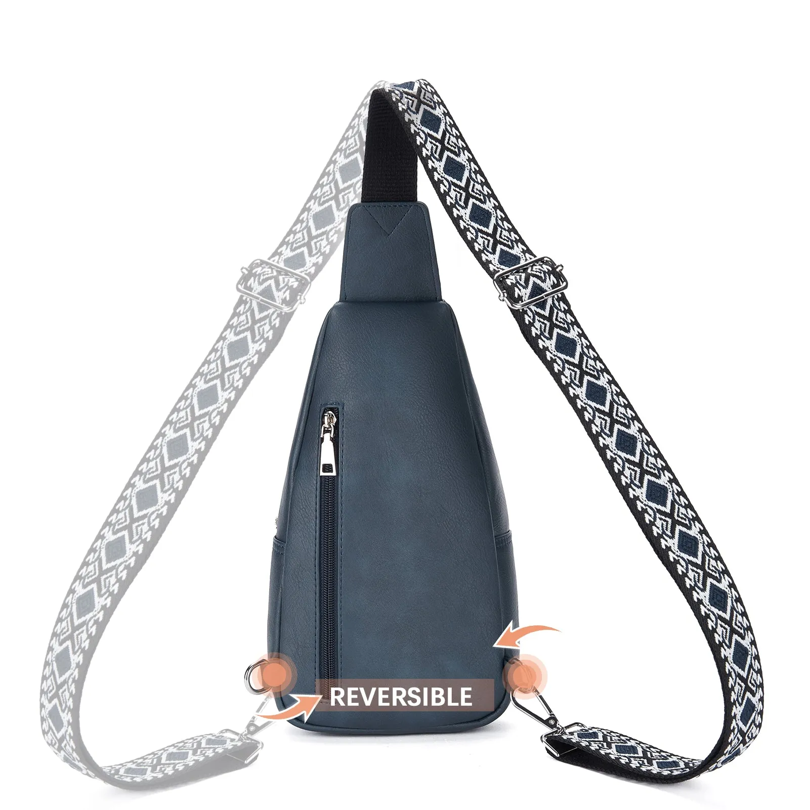 Aurora Embroidered Diamond Print Shoulder Strap Crossbody Bag