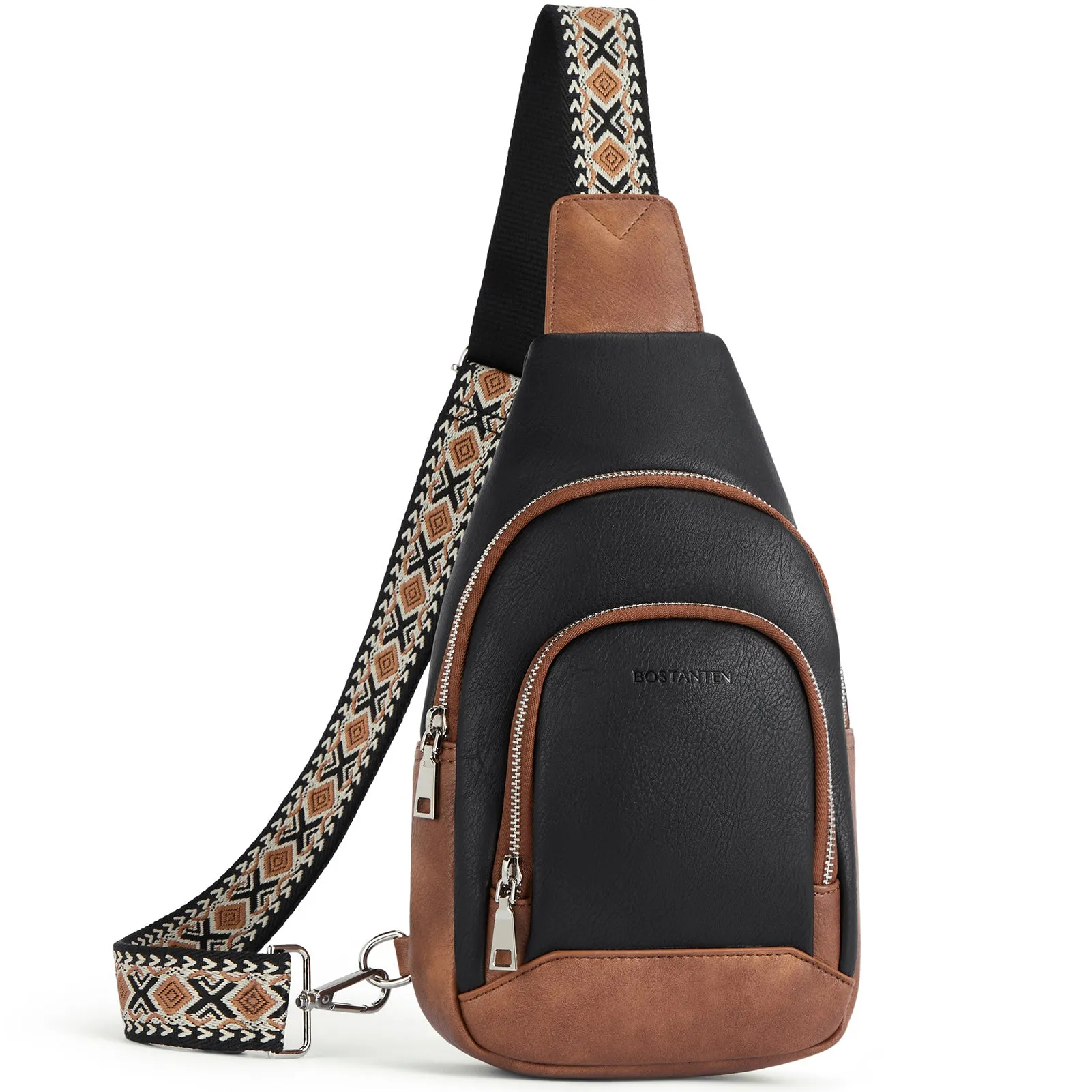 Aurora Embroidered Diamond Print Shoulder Strap Crossbody Bag