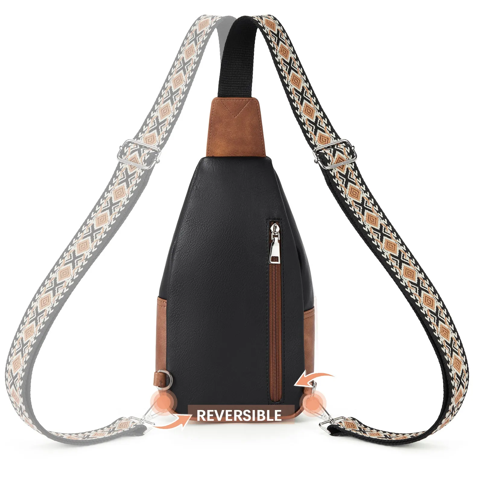 Aurora Embroidered Diamond Print Shoulder Strap Crossbody Bag