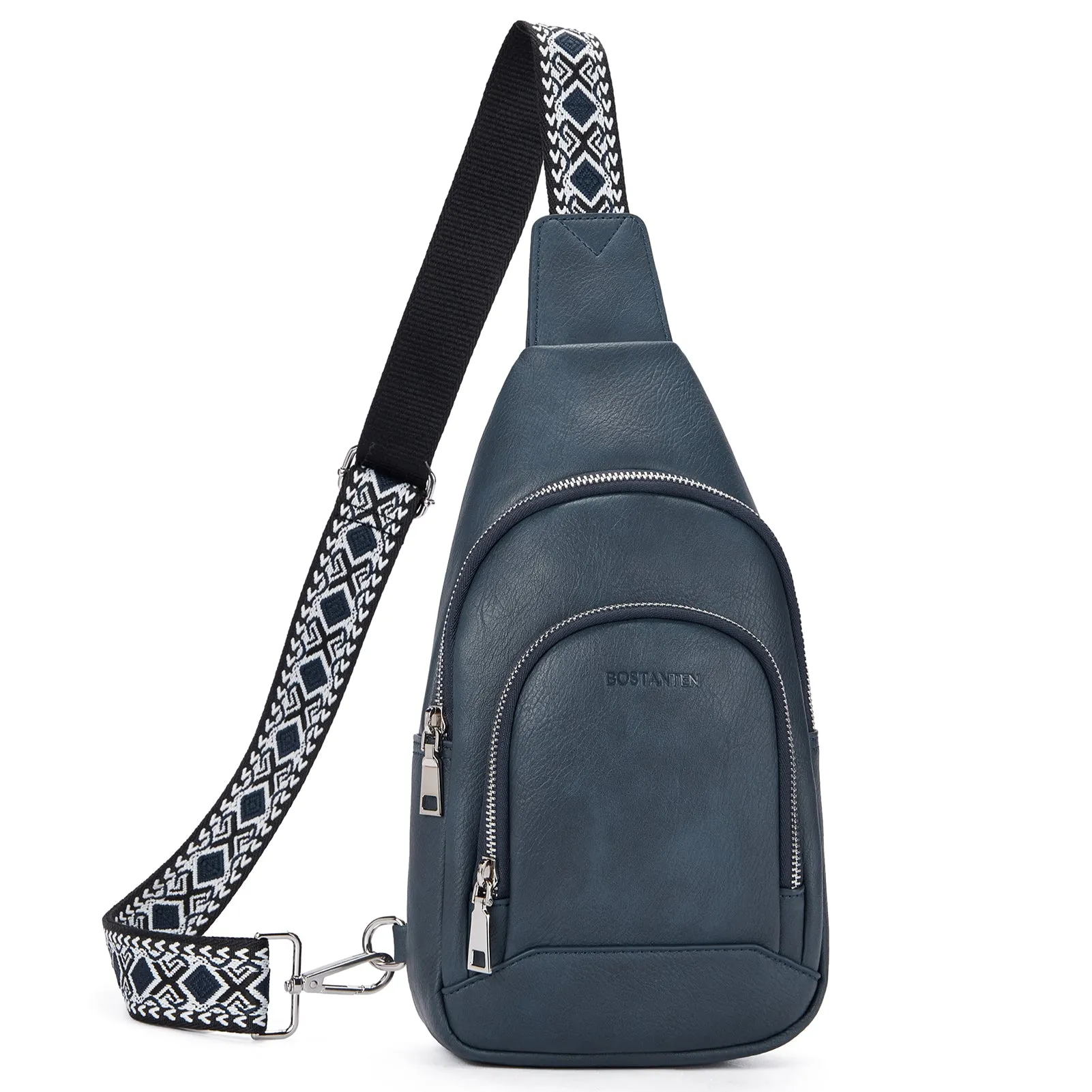 Aurora Embroidered Diamond Print Shoulder Strap Crossbody Bag