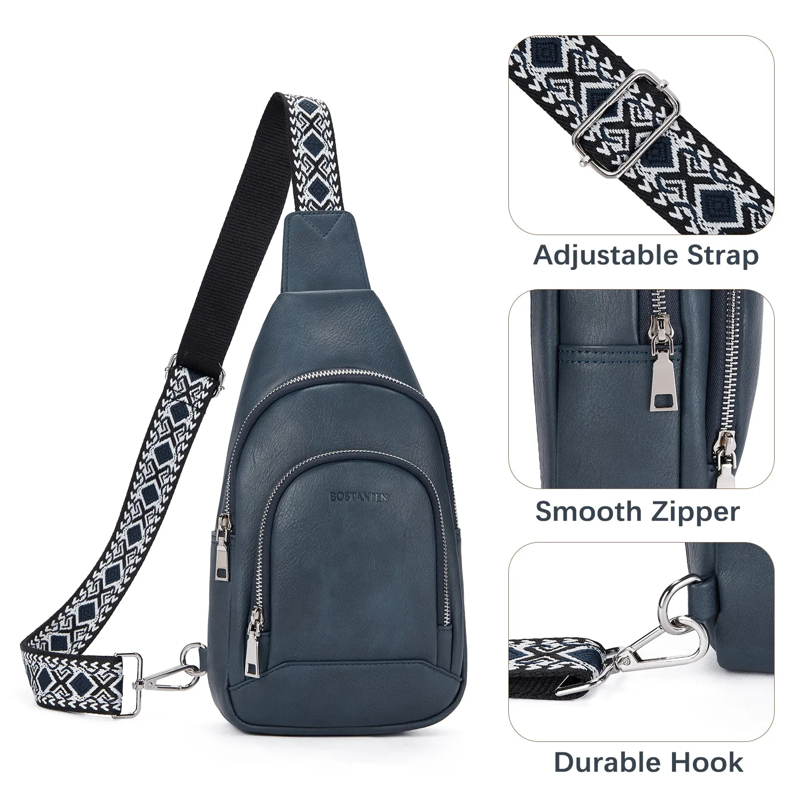 Aurora Embroidered Diamond Print Shoulder Strap Crossbody Bag