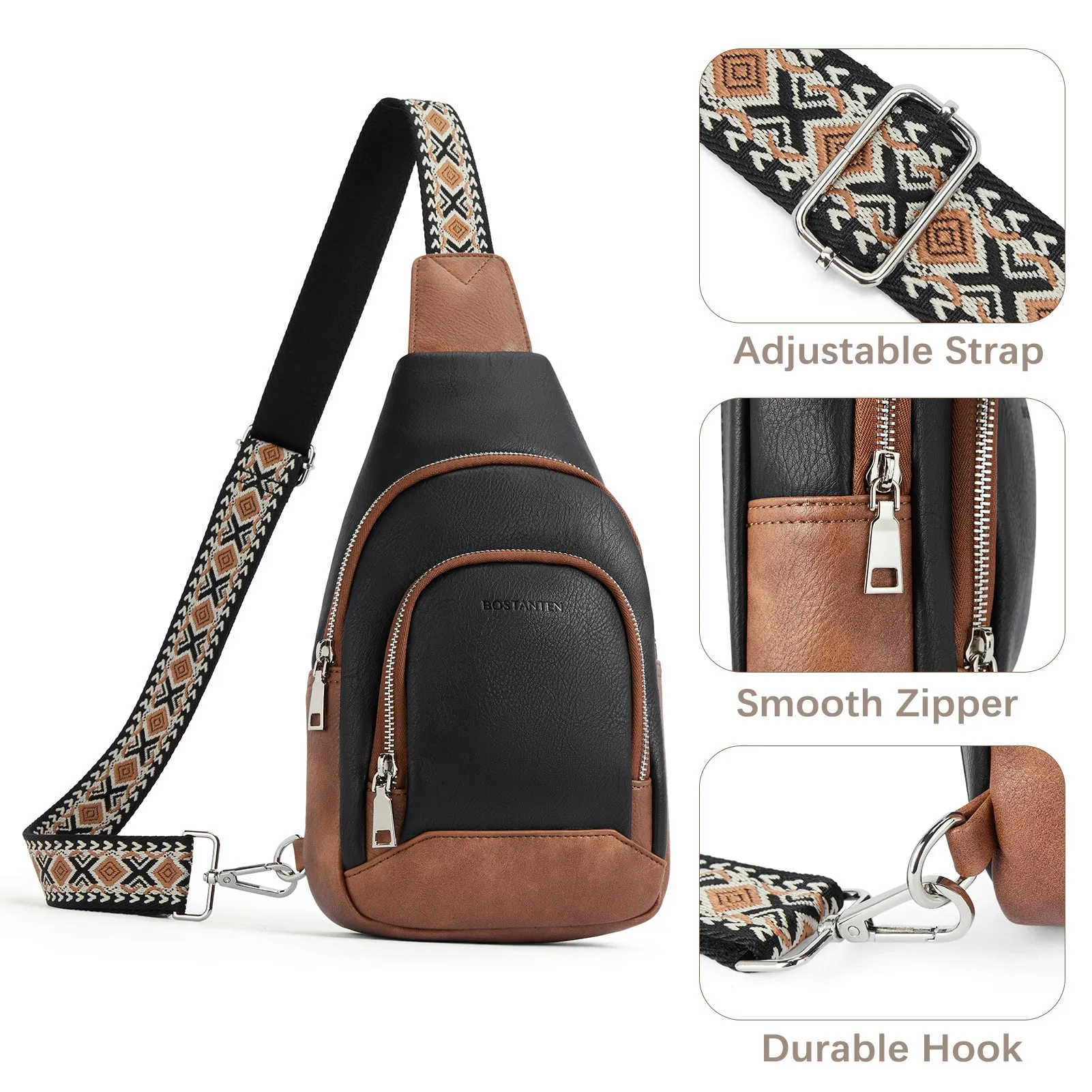 Aurora Embroidered Diamond Print Shoulder Strap Crossbody Bag