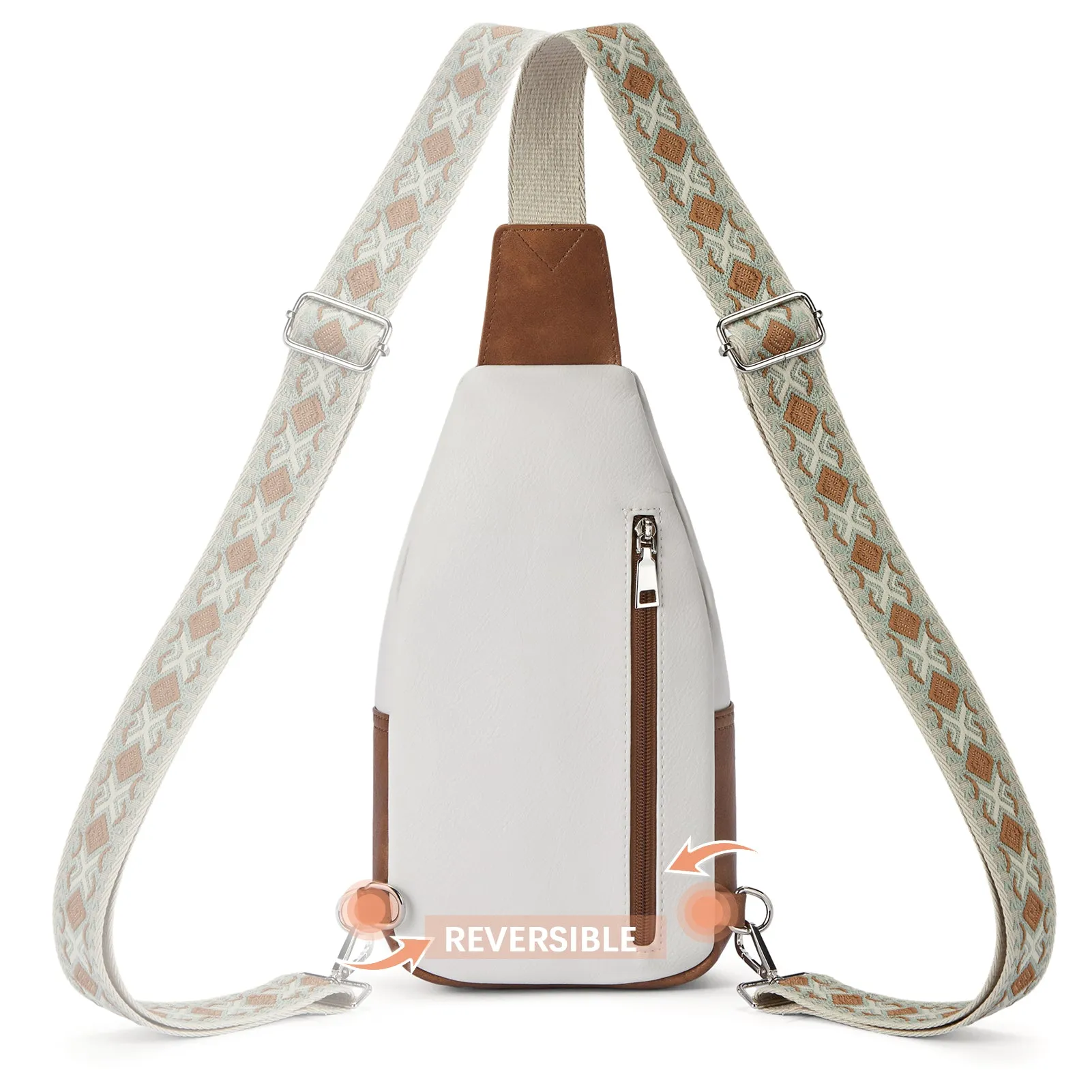 Aurora Embroidered Diamond Print Shoulder Strap Crossbody Bag