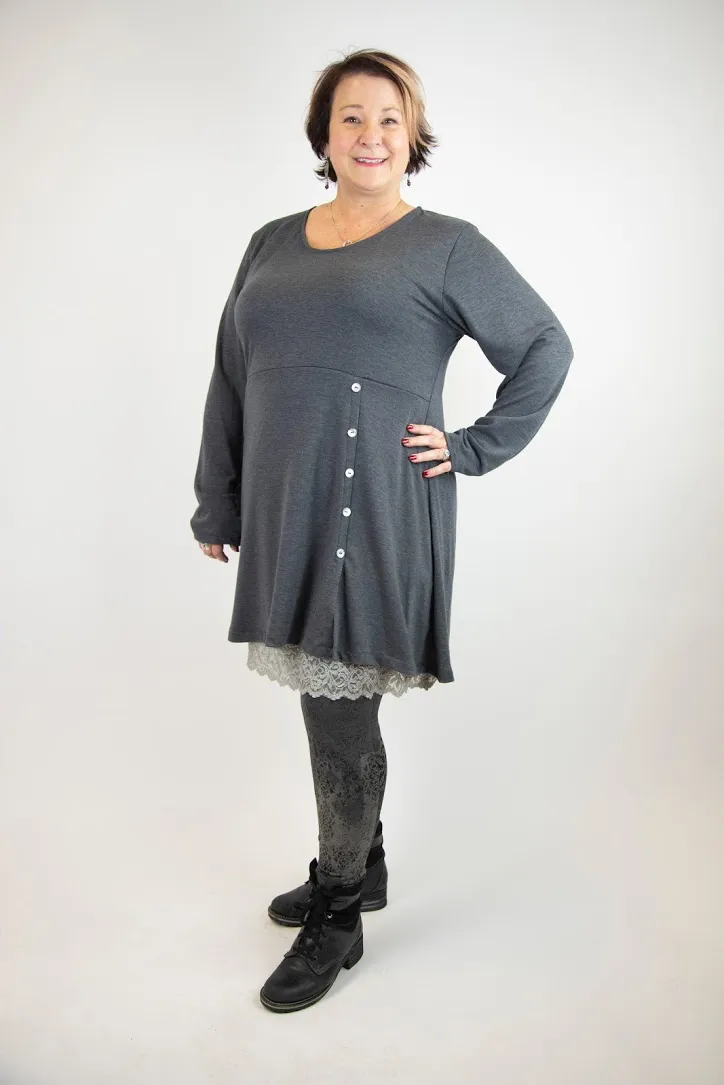 Barcelona Tunic French Terry - Long Sleeve w/Buttons and Pocket