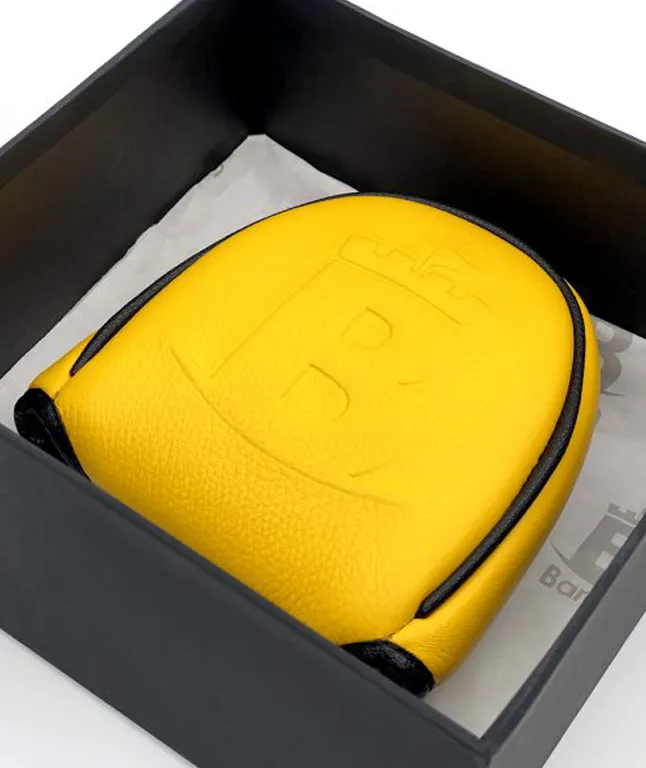 Baron Golf Leather Mallet Putter Cover made by Finest Calf Leather - Yellow