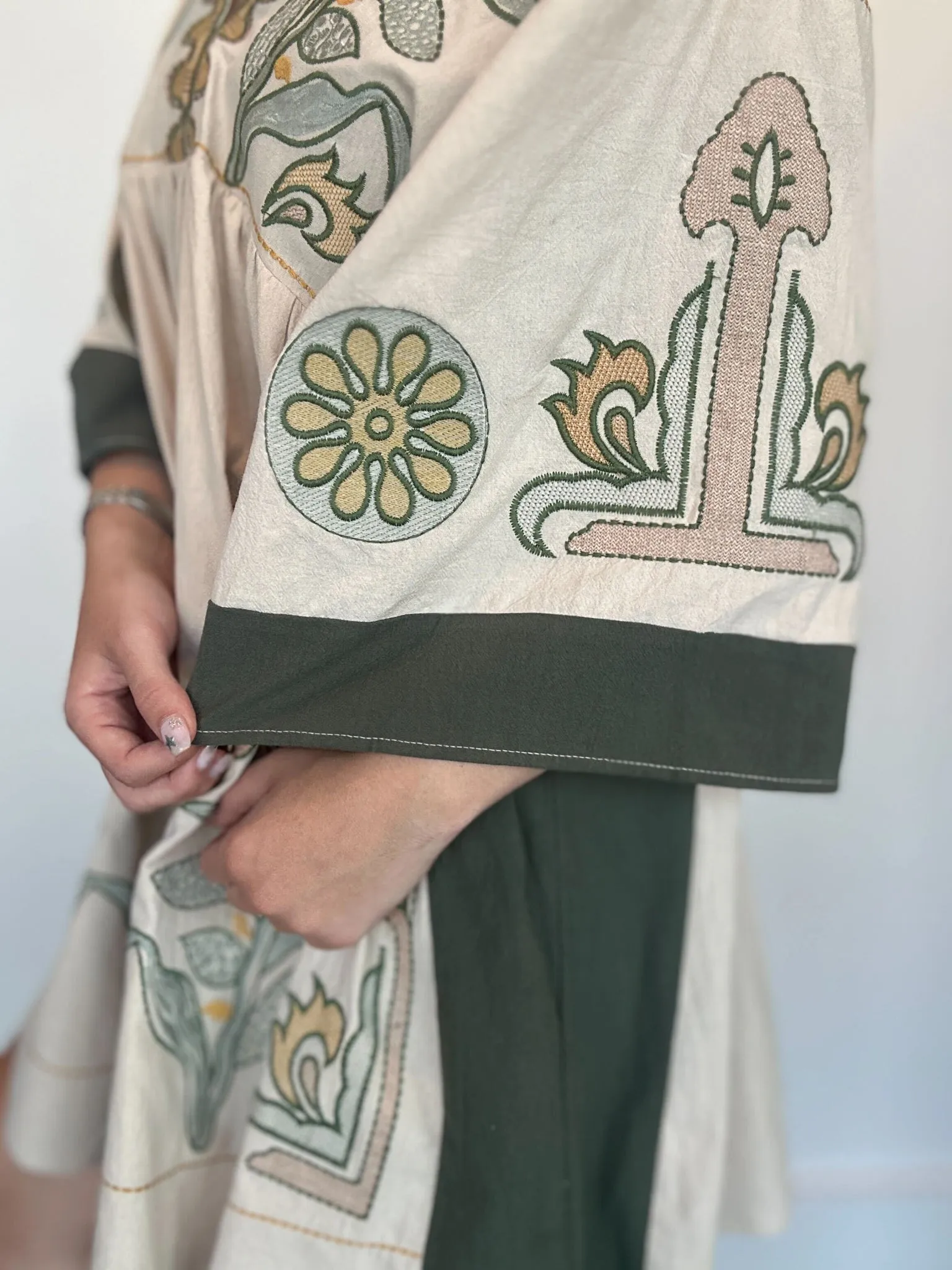 Be Free Embroidered Dress- Sage