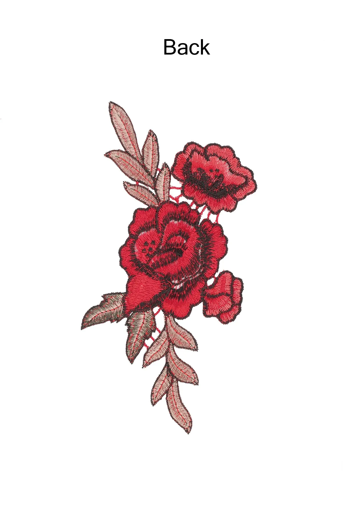 Beautiful Red Rose with Leaf Embroidered Flower Patch