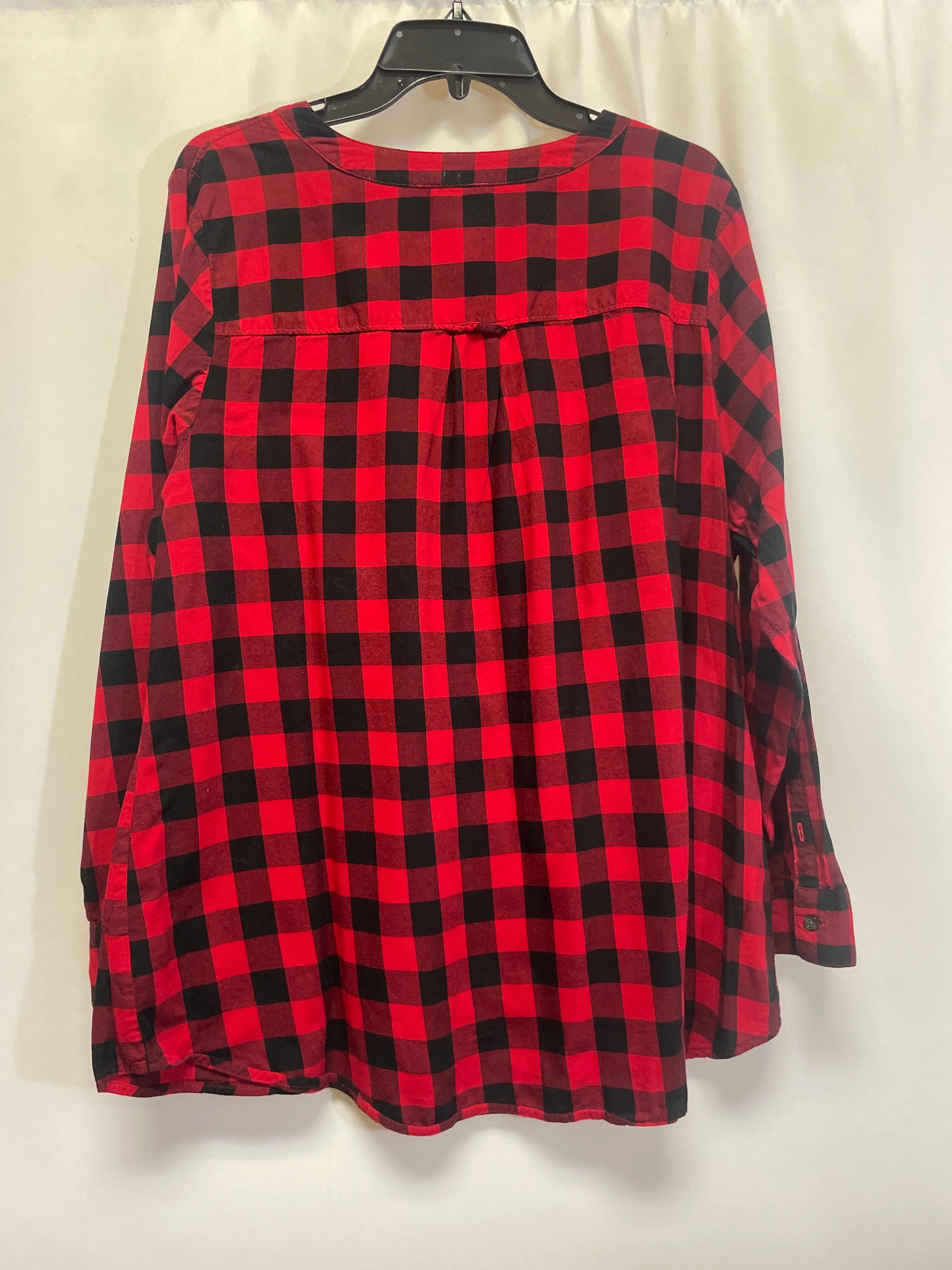 Black & Red Top Long Sleeve Croft And Barrow, Size 1x