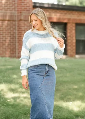 Blue Stripe Chunky Knit Sweater - FINAL SALE