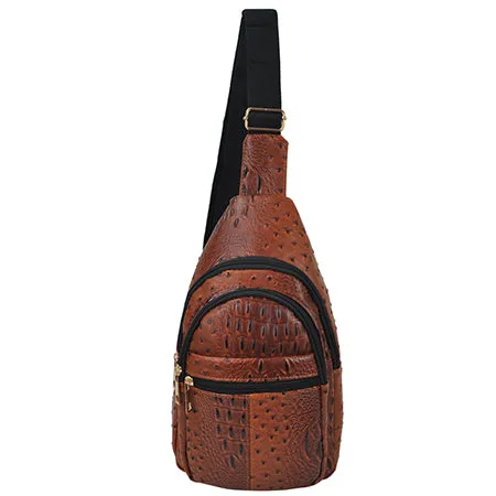 Brown NGIL Textured Faux Leather Fashion Sling Bag