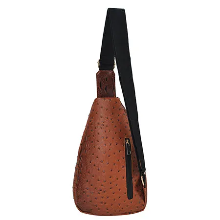 Brown NGIL Textured Faux Leather Fashion Sling Bag