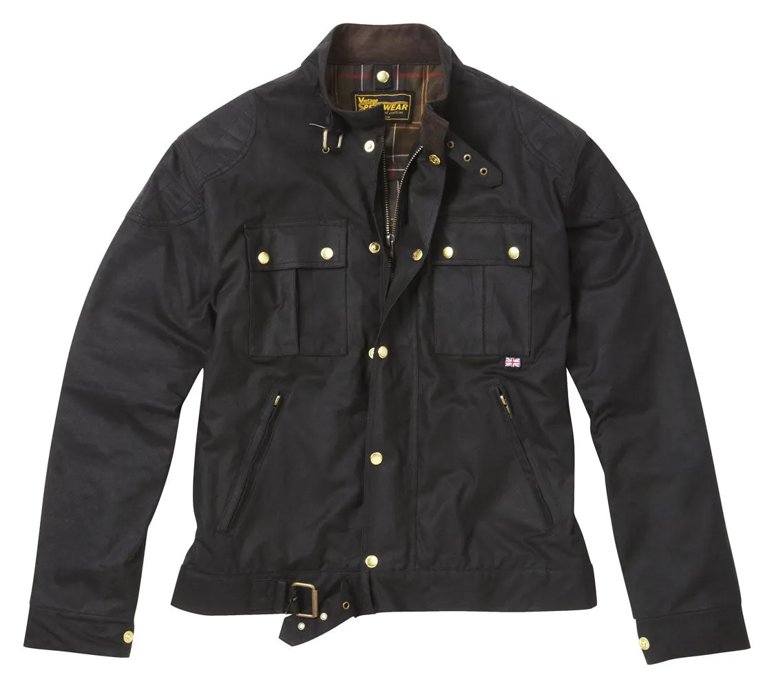 BROWN TILSTOCK® WAX COTTON MOTORCYCLE JACKET