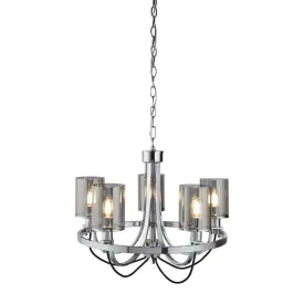 Catalina 5 Light Chrome Pendant - Smoked Glass Shades