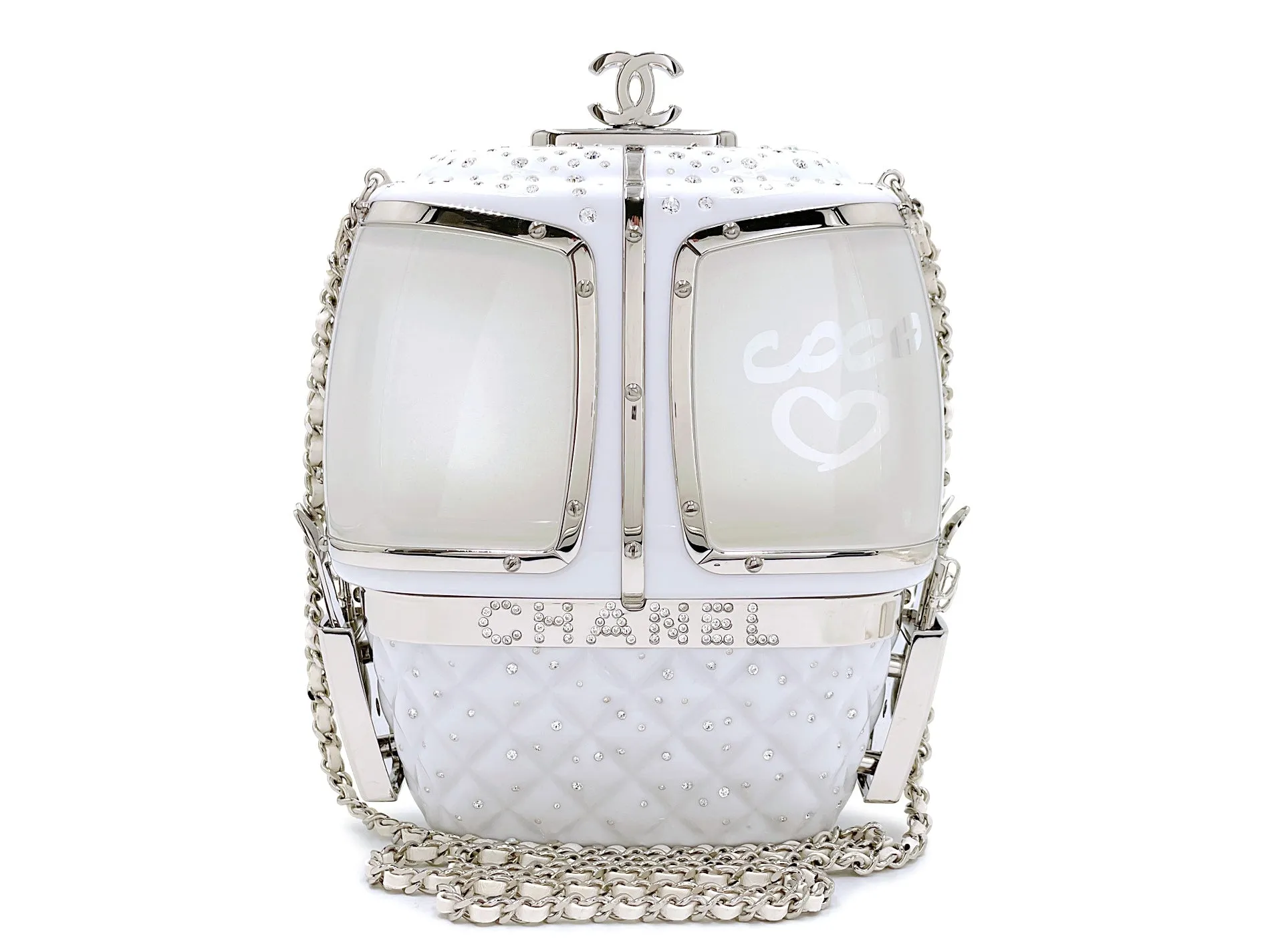 Chanel 2019 Gondola Minaudière Evening in the Mountain Clutch Bag White GVR