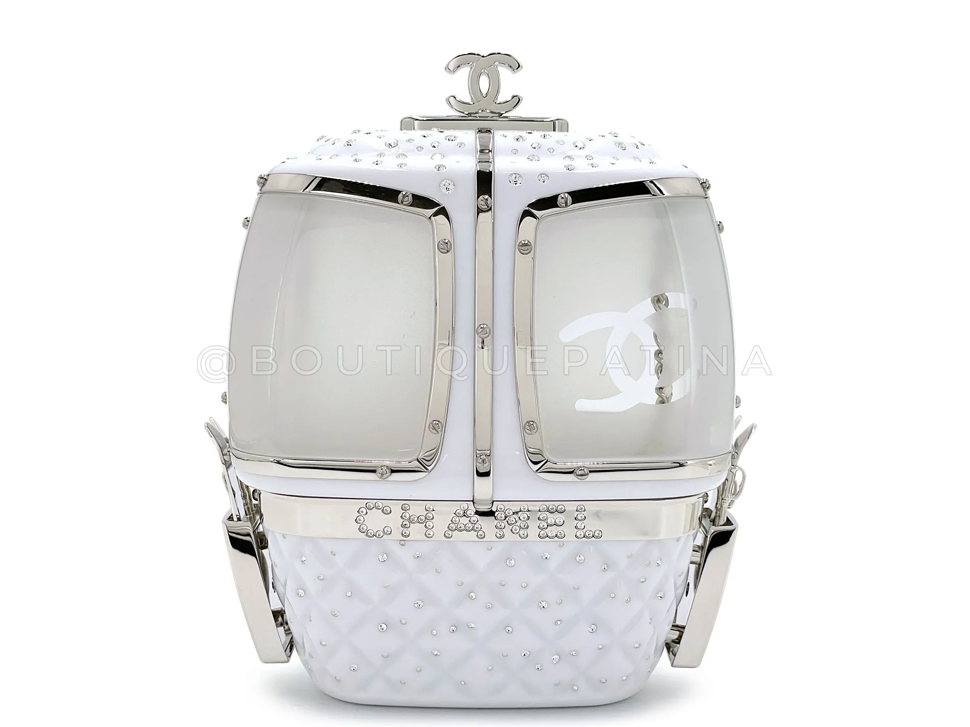 Chanel 2019 Gondola Minaudière Evening in the Mountain Clutch Bag White GVR