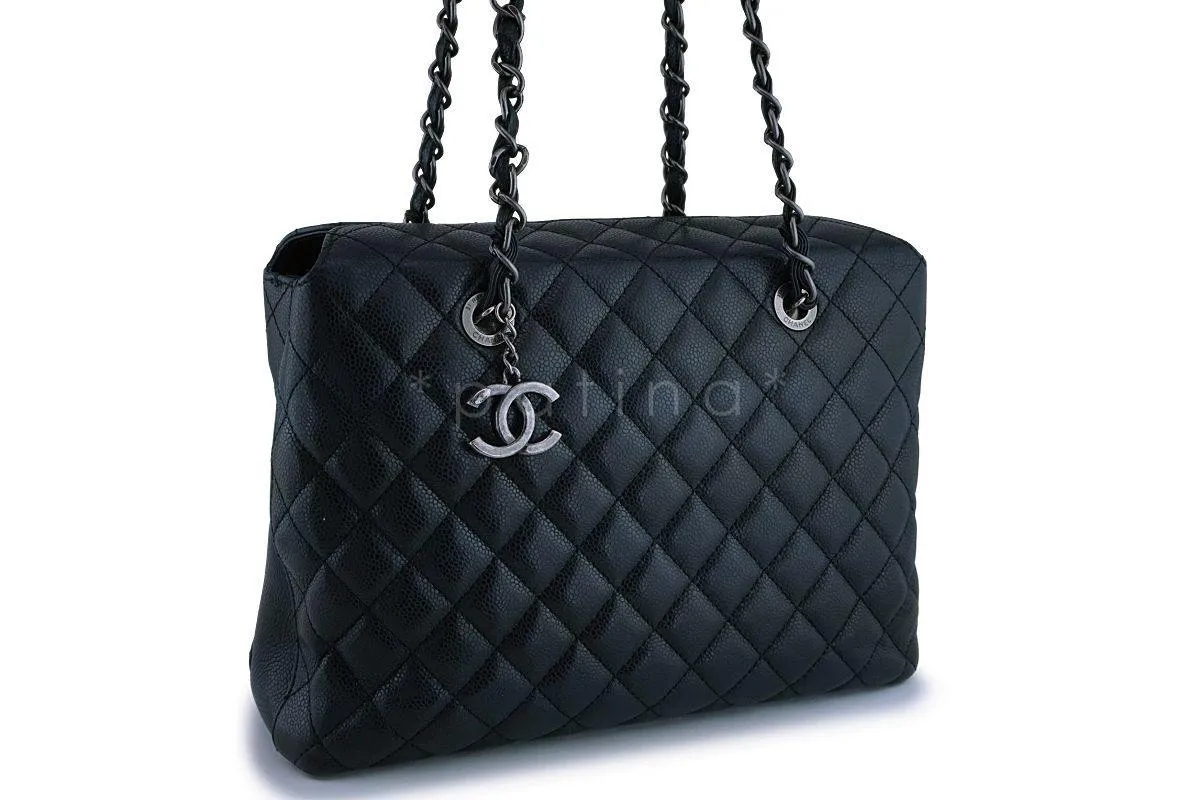 Chanel Black Caviar Classic Quilted Business Tote Bag RHW