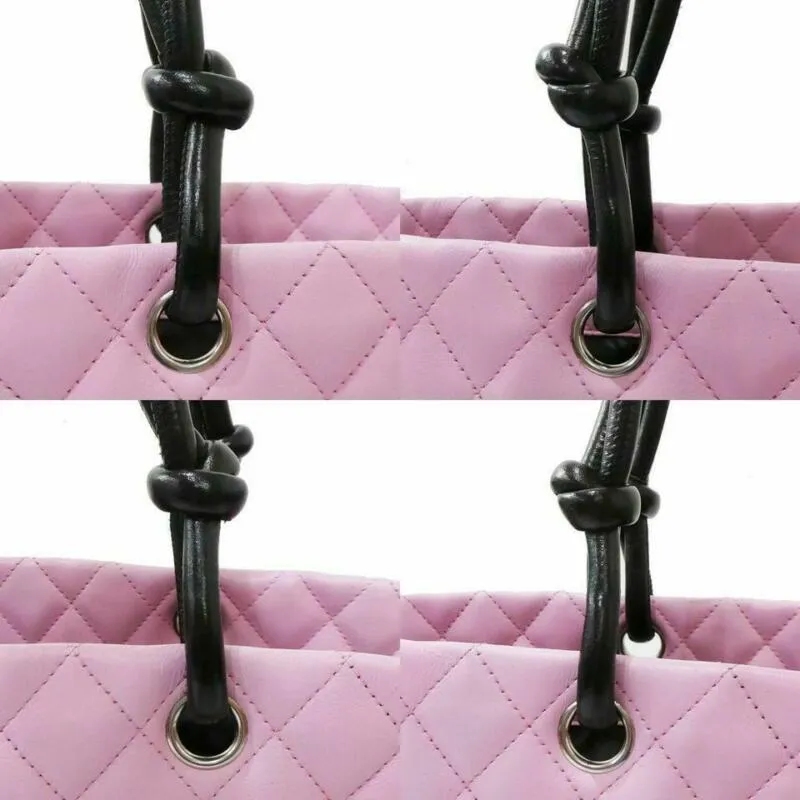 Chanel Cambon Quilted Large Pink Calfskin Leather Tote