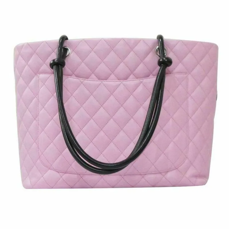 Chanel Cambon Quilted Large Pink Calfskin Leather Tote