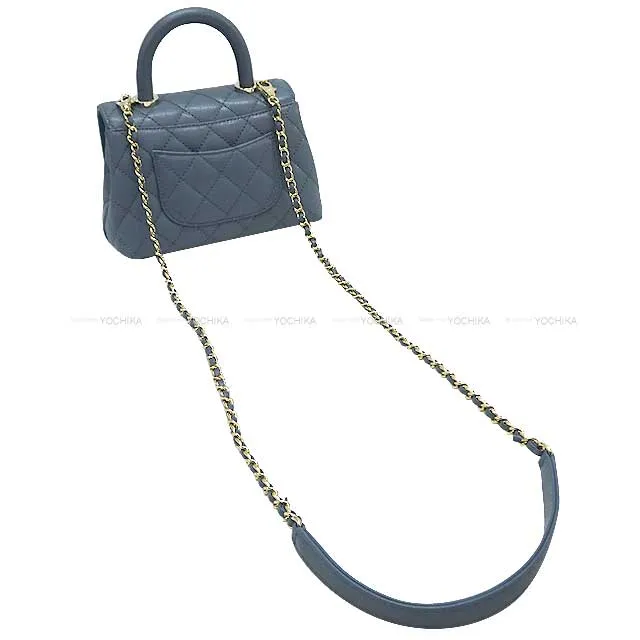 CHANEL Shoulder bag Matelasse COCO Handle XXS 2Way Chain Ashe blue Graind Calf(Caviarskin) Champagne Gold HW AS2215[BRAND NEW][Authentic]