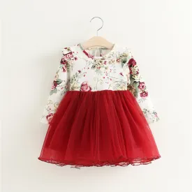 Children Dress Autumn Baby Girls floral Printed Princess Dresses