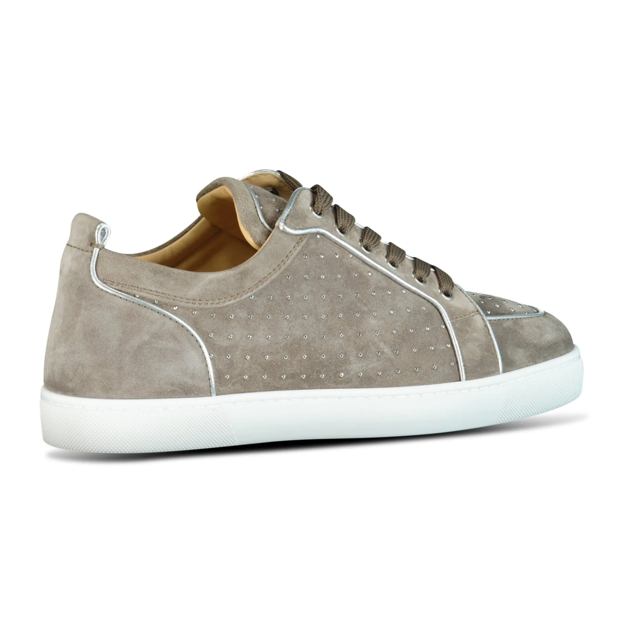 CHRISTIAN LOUBOUTIN RANTULOW SUEDE STUDDED TRAINERS BEIGE