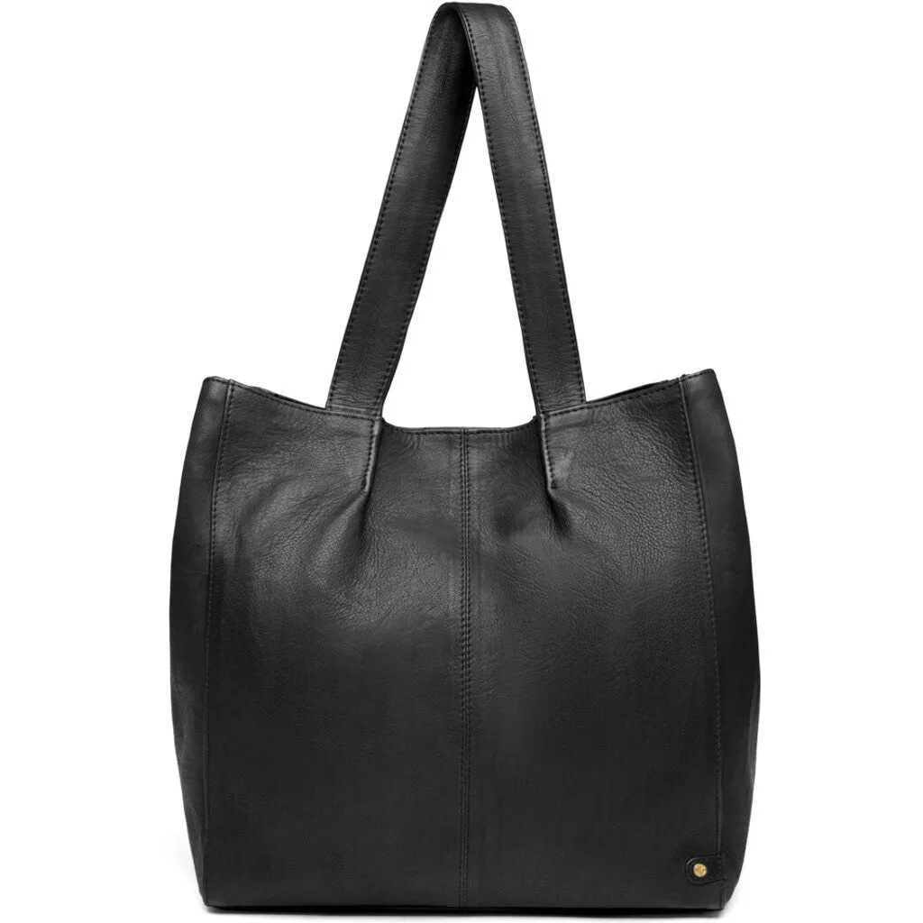 Classic leather shopper bag in timeless design / 15568 - Black (Nero)