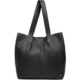 Classic leather shopper bag in timeless design / 15568 - Black (Nero)